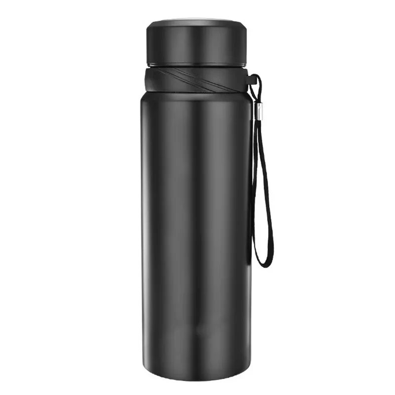 Gourde Isotherme 1L Noir Acier Inoxydable – Grand Thermos Inox Haute Performance