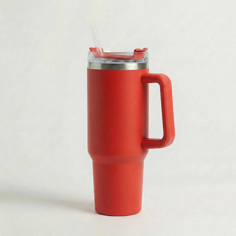 Gourde Isotherme 1,2L Rouge avec Paille et Poignée — Thermos Inox XXL