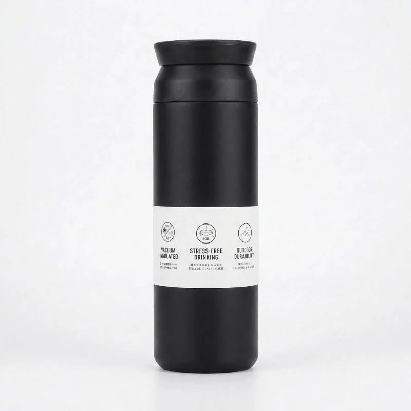 Gourde Isotherme 350ml Noir Contenant Nomade — Thermos Inox Large Ouverture