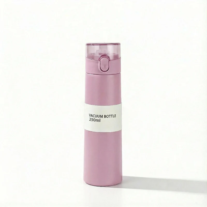 Gourde Isotherme 250ml Rose Verrouillage Sécurisé Anti-fuite — Inox Léger