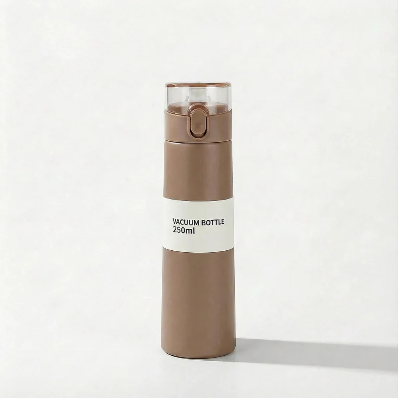 Gourde Isotherme 250ml Marron Verrouillage Sécurisé Anti-fuite — Inox Léger