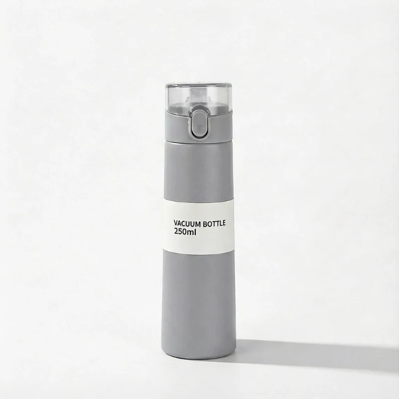 Gourde Isotherme 250ml Gris Verrouillage Sécurisé Anti-fuite — Inox Léger