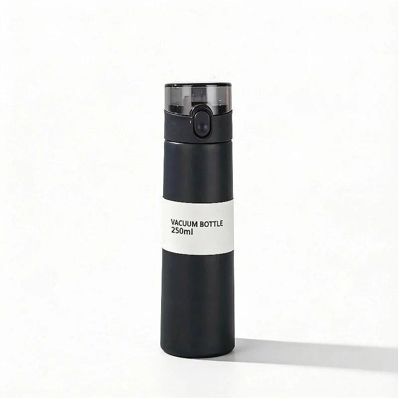 Gourde Isotherme 250ml Noir Verrouillage Sécurisé Anti-fuite — Inox Léger