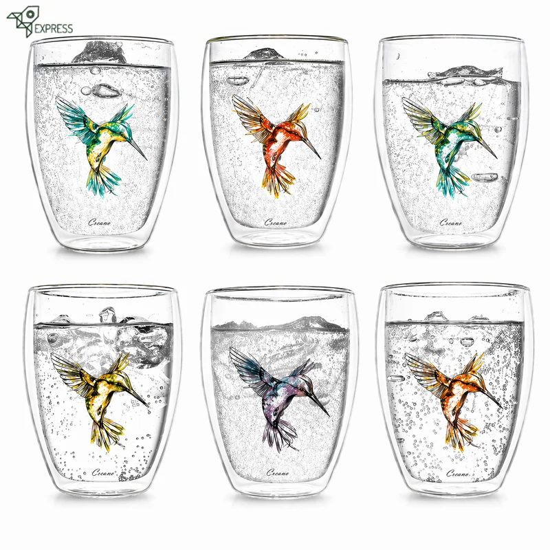 Mug Verre Double Paroi lot de 6 Colibri 250ml