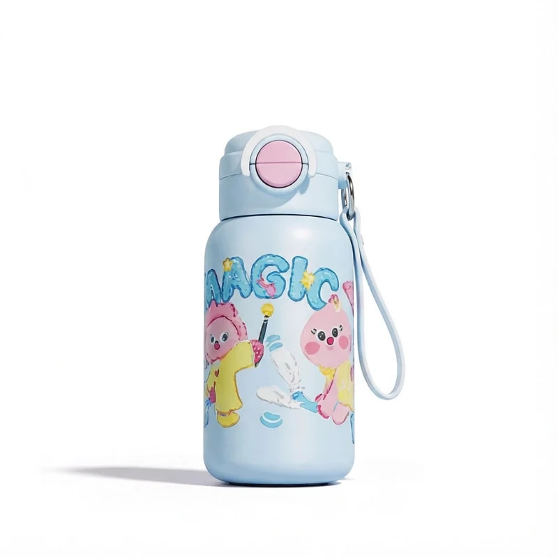 Gourde Isotherme 550ml Paille — Thermos Scolaire Enfant Inox