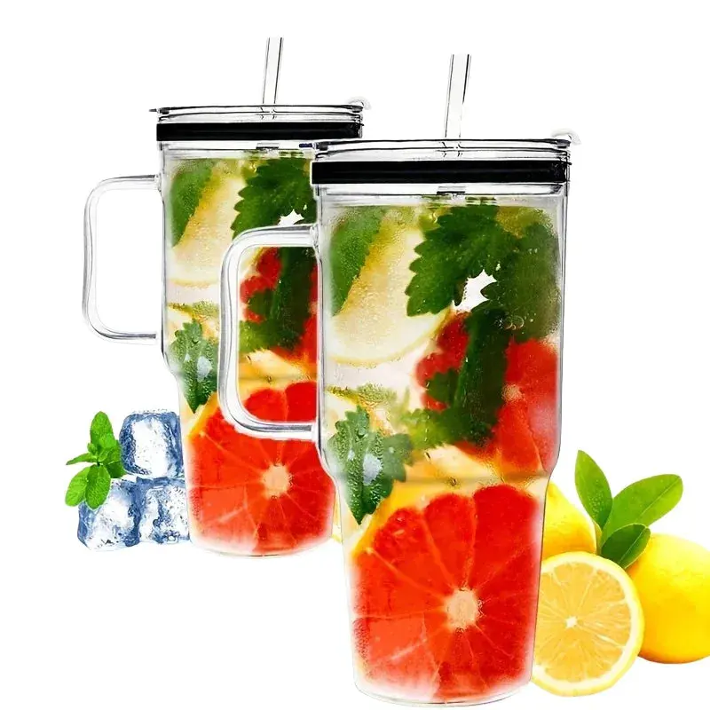 Gourde d'Eau En Verre Avec Paille 40oz