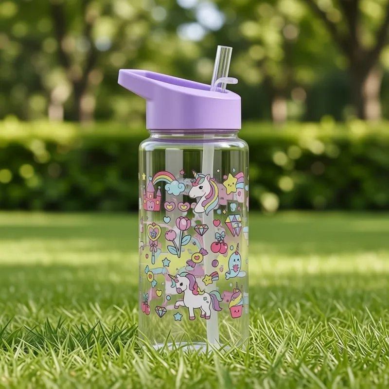 Gourde Paille Enfant Violet 500ml (Licorne)