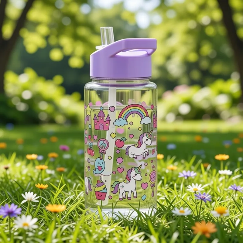 Gourde Paille Enfant Violet 500ml (Licorne)