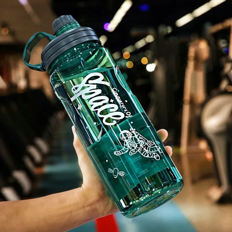 Gourde d'Eau Graduée Transparente Vert 1.1 L