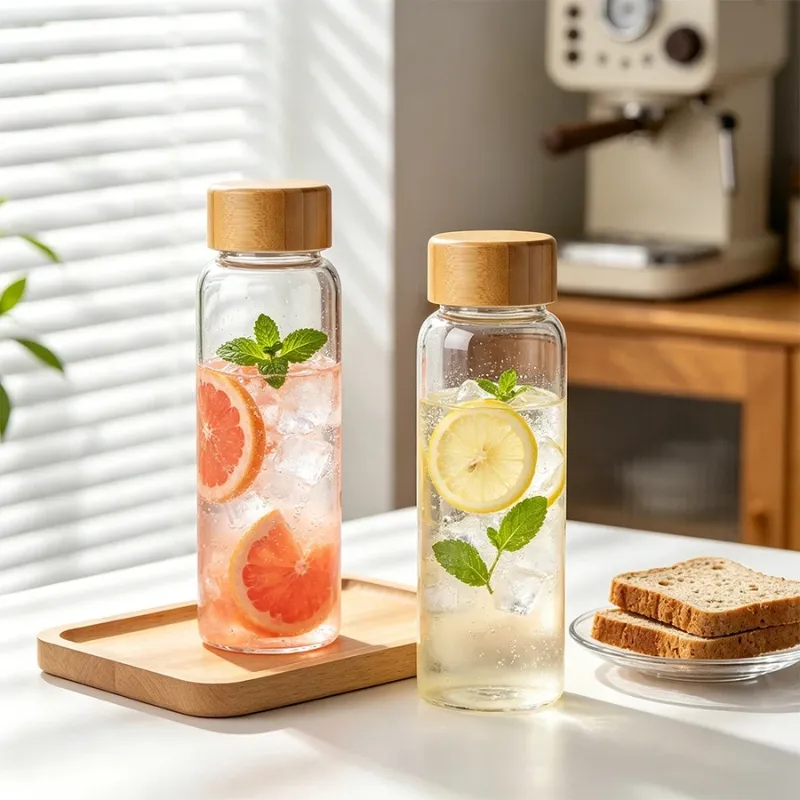 Lot de 2 Gourde Verre Bambou 750ml