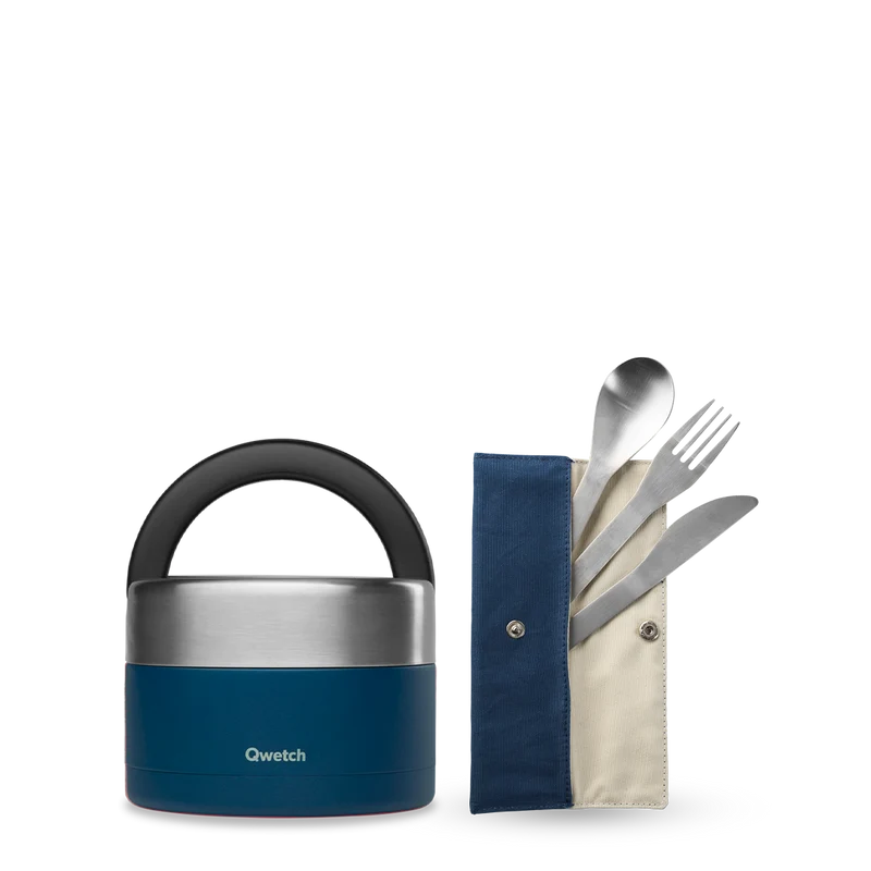 Set de couverts Granite Bleu - Kit Boîte repas poignée