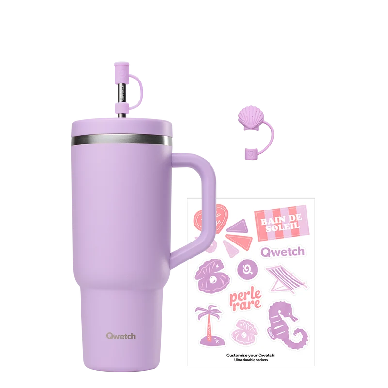 Kit stickers & embout coquillage pour paille - Travel Cup Lavande