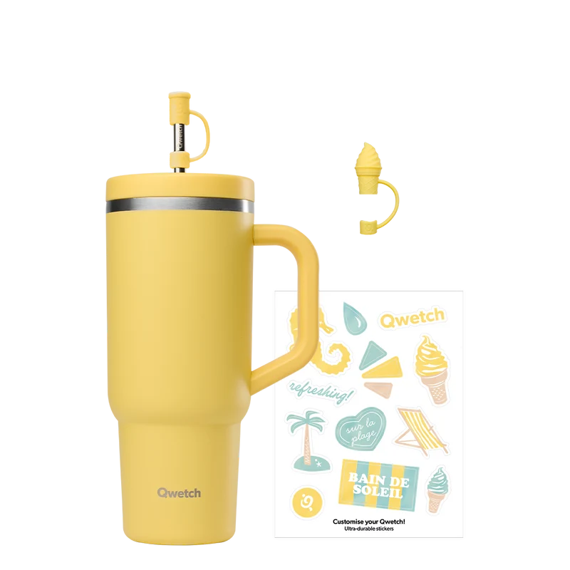 Kit stickers & embout glace pour paille - Travel Cup Citron