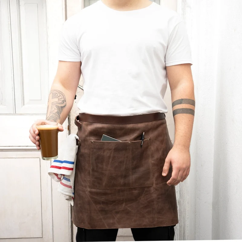 Half Leather Apron Handmade Adjustable Vegetable-Tanned Leather Apron