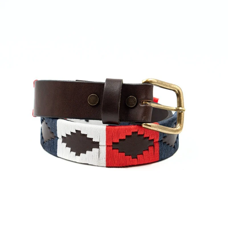 Interchangeable Buckle Embroidered Leather Belt