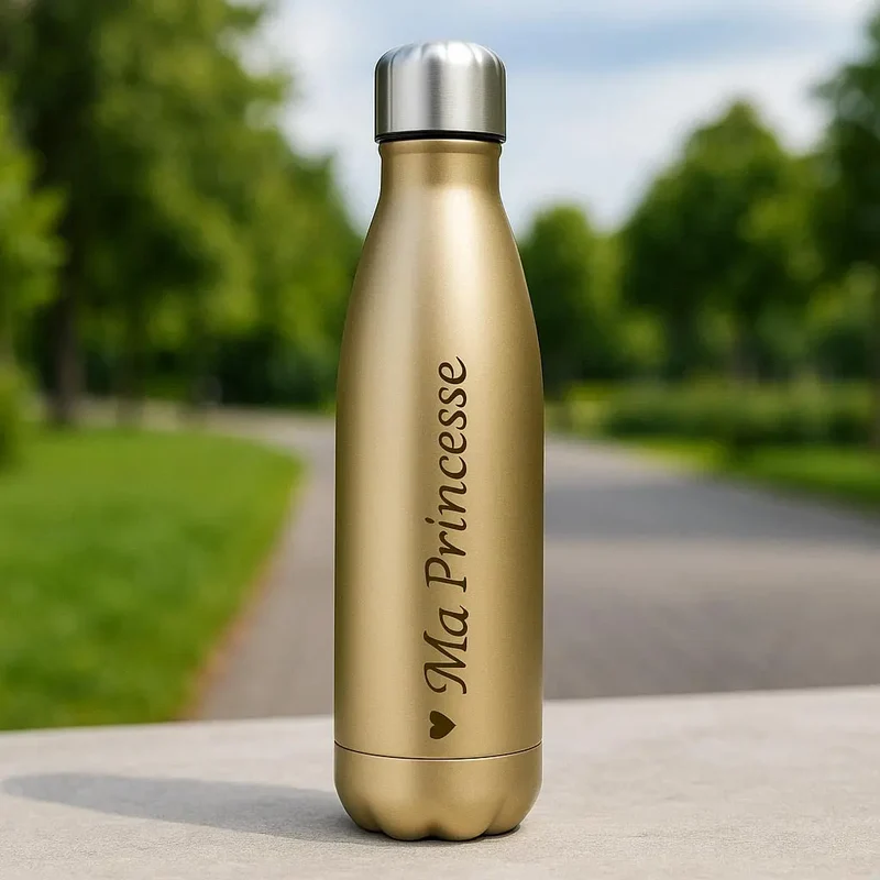 Bouteille Isotherme 500 ml à Personnaliser (Blanche, Dorée ou Argent)