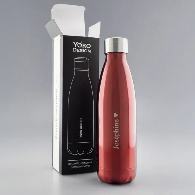 Bouteille Isotherme 500 ml à Personnaliser (Noire, Rouge ou Bleue)