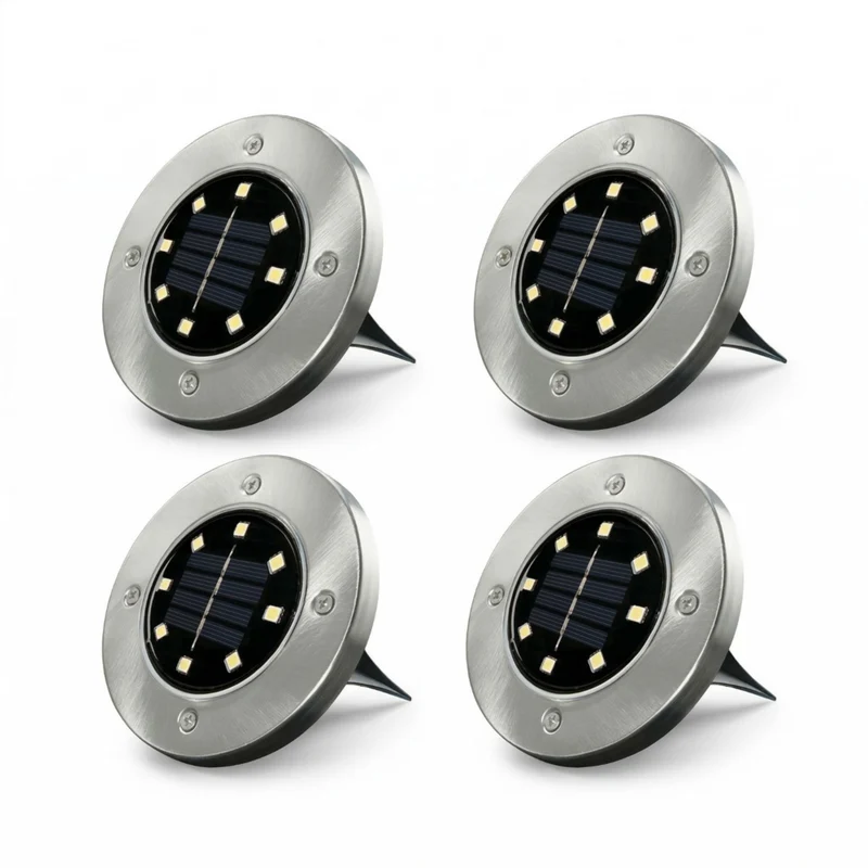 Bell+Howell Deluxe Super Bright Outdoor Solar Disk Lights - 4 Pack
