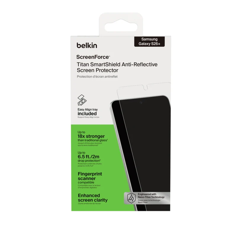 Belkin ScreenForce Titan SmartShield Anti-Reflective Screen Protector for Samsung Galaxy S26+