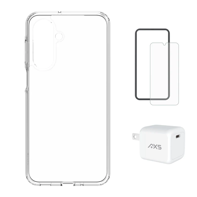 AXS Starter Kit - Ultra Clear Case, Screen Protector and 30W Charger for Samsung Galaxy A17