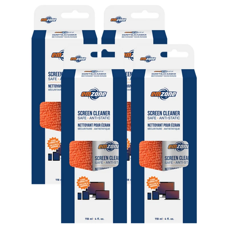 Emzone Screen Clnr & Cloth Value - 118 mL - 4 Pack