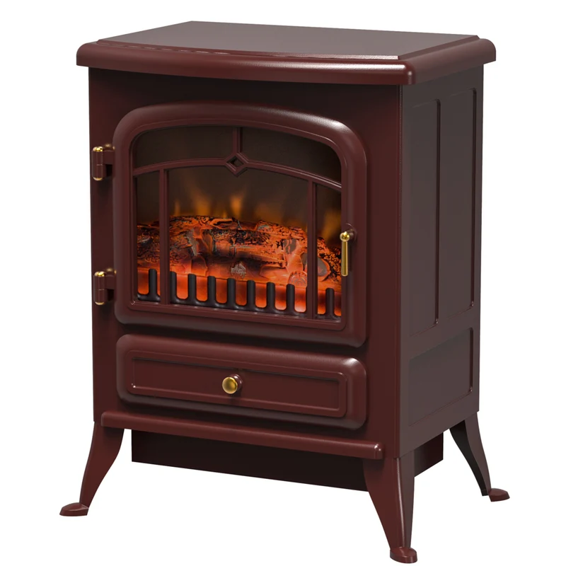 HOMCOM 16" 750/1500W Freestanding Electric Fireplace Heater - Red