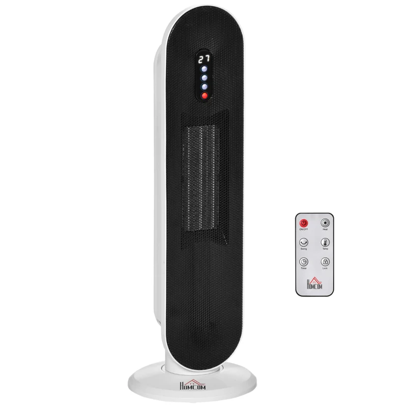 HOMCOM - Chauffage tour céramique 1000 W/1500 W avec oscillation à 45 degrés