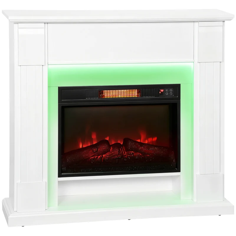 HOMCOM - Cheminée électrique 41 po avec manteau et effet de flamme 3d réglable - 1400 W - blanc