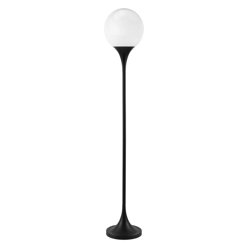 Hudson&Canal Mahdi Torchiere Floor Lamp with Glass Shade - Blackened Bronze/White Milk