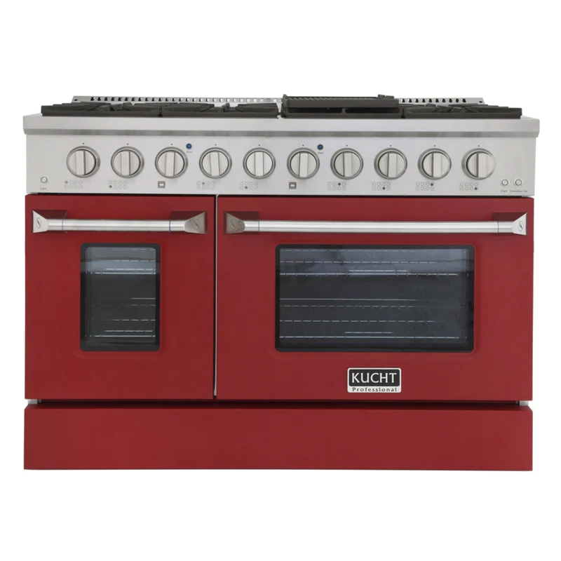 Kucht 48" KNG Series Pro Style Propane Gas Range - Stainless Steel/Red