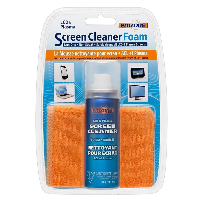 Emzone - Kit de nettoyage en mousse pour écrans LCD et plasma avec chiffon - 1 x 125 ml - paquet de 12