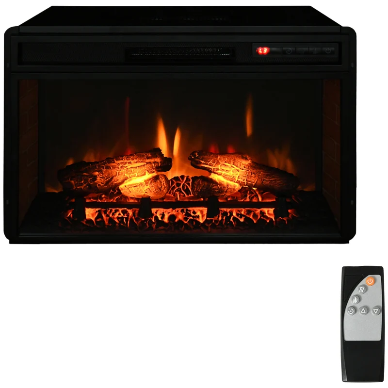 HOMCOM - Insert de foyer électrique 27 po avec télécommande, noir