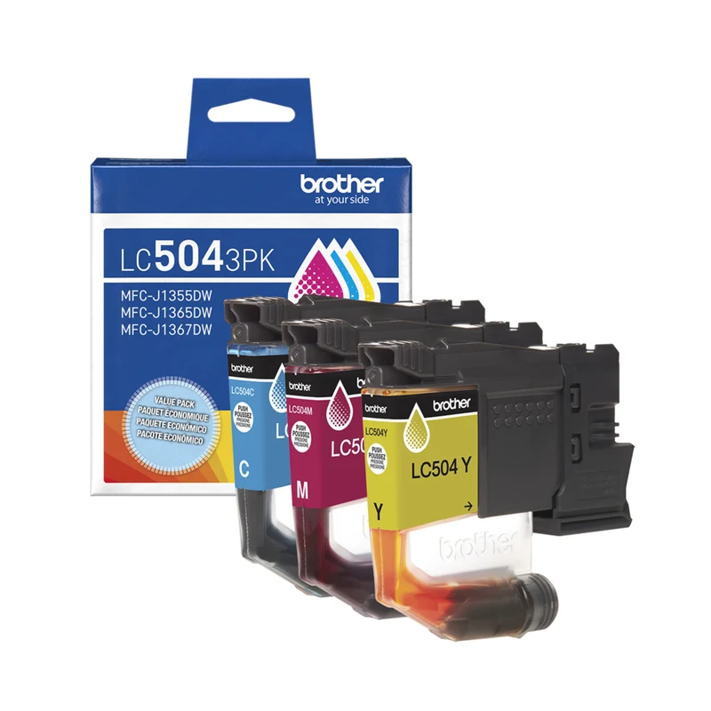 Brother Genuine LC504 3-Piece Ink Cartridge Set - Standard Yield - Cyan - Magenta - Yellow