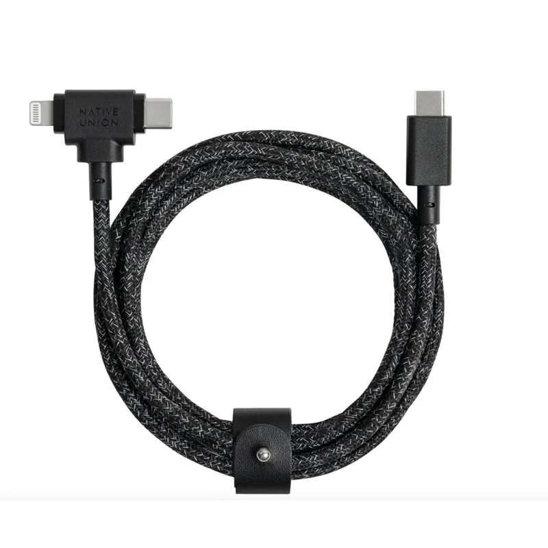 Native Union - Câble Belt USB-C vers USB-C/Lightning 1,8m - Cosmos Noir