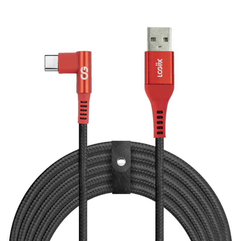 LOGiiX - Piston Connect Câble XL 90 USB-A vers USB-C - Rouge/Noir