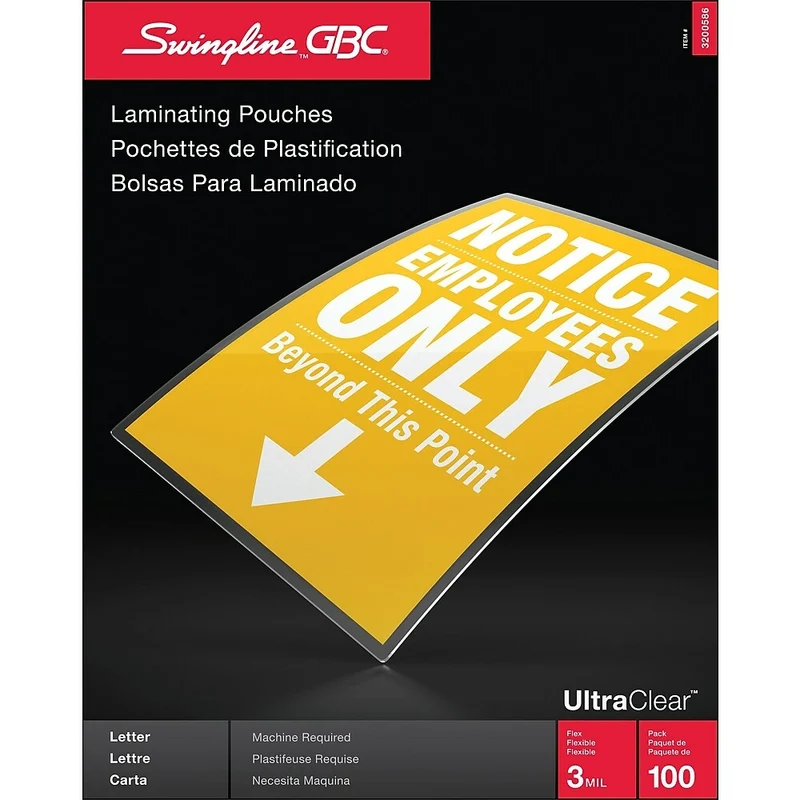 Swingline Thermal Letter Sized Laminating Pouch - 3 mil - 100 Pack