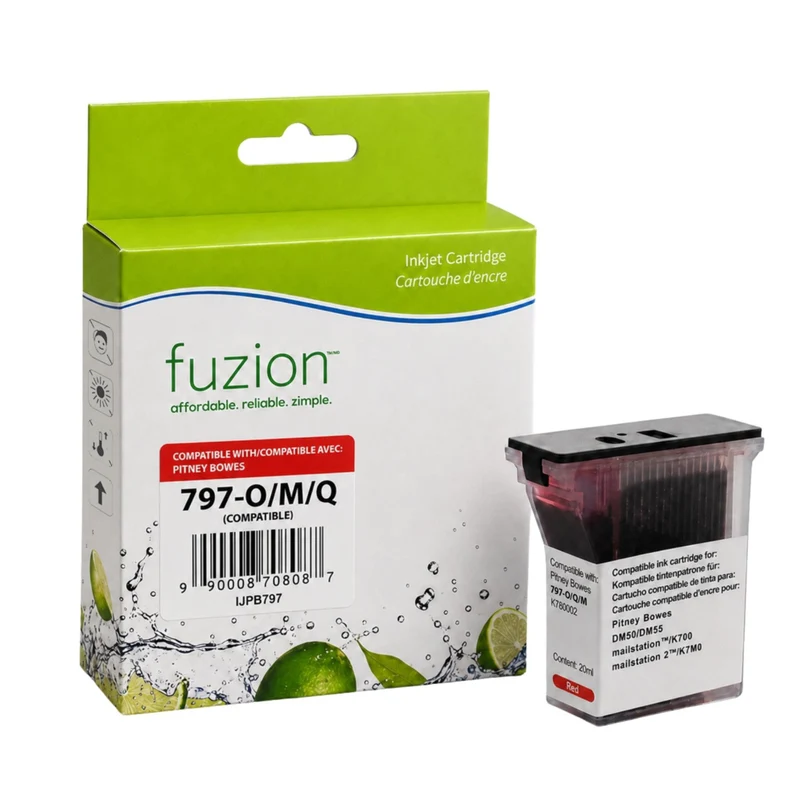 fuzion - Cartouche Jet d'Encre Compatible Pitney Bowes IJPB797 - Rendement Standard - Rouge