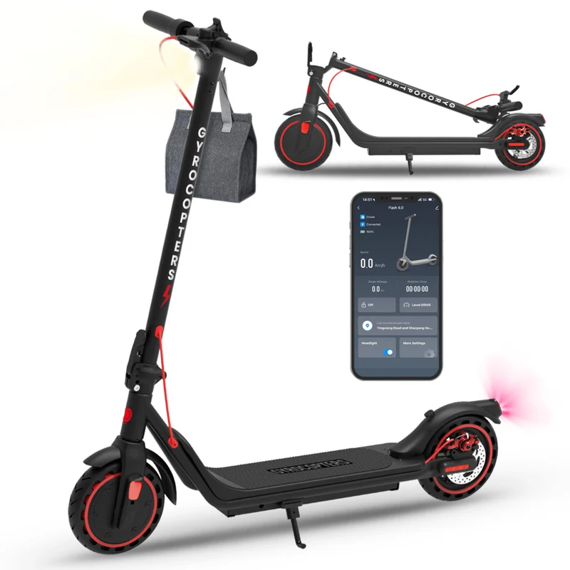 Gyrocopters Flash 6.0 Electric Scooter for Adults & Teens - Speed 30 kmph - Range 30 km - 350 W-Black
