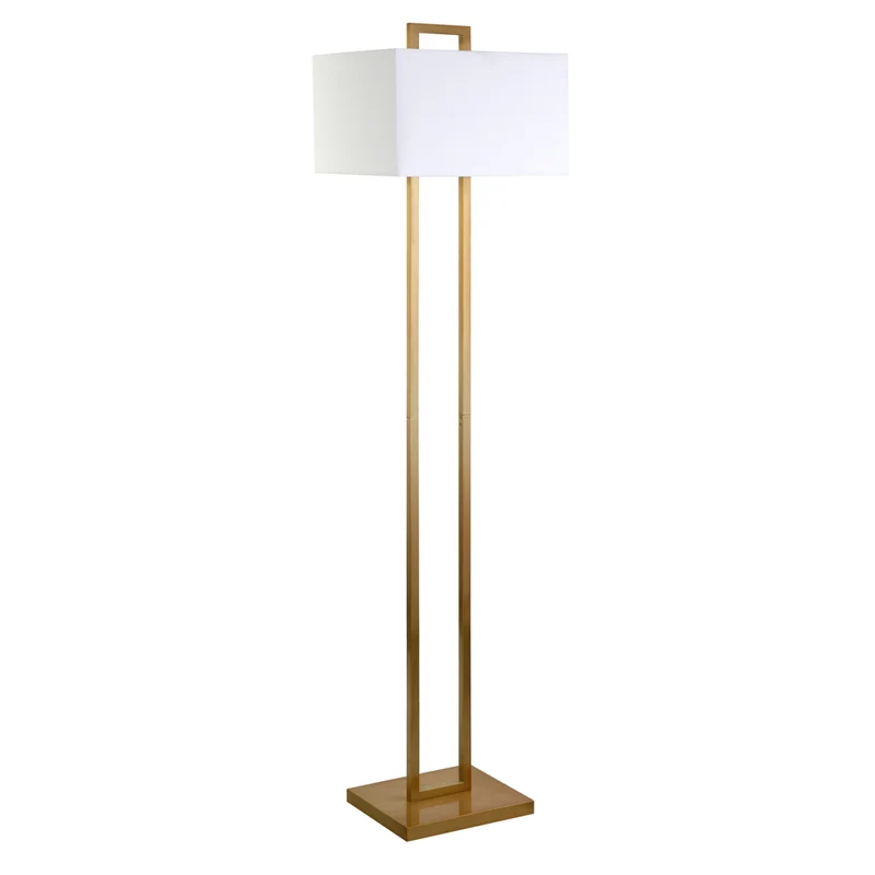 Hudson&Canal - Lampadaire Adair 68" avec abat-jour en tissu - Laiton/Blanc