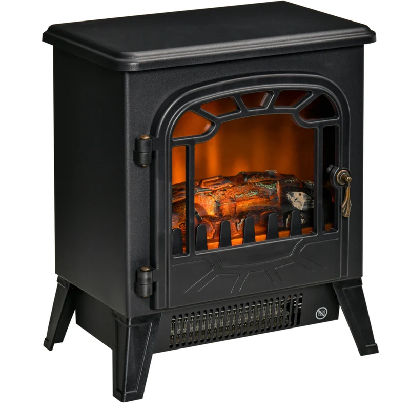 HOMCOM 14" 750/1500W Freestanding Electric Fireplace Heater - Black