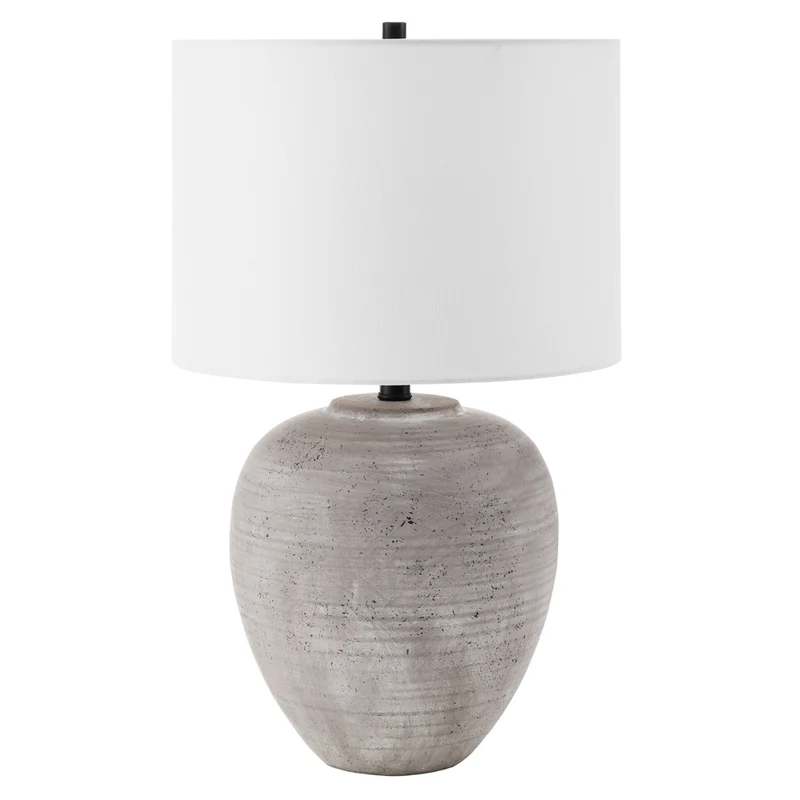 Hudson&Canal - Lampe de table en céramique Shira (58 cm) avec abat-jour en tissu - Terre cuite froide/blanc