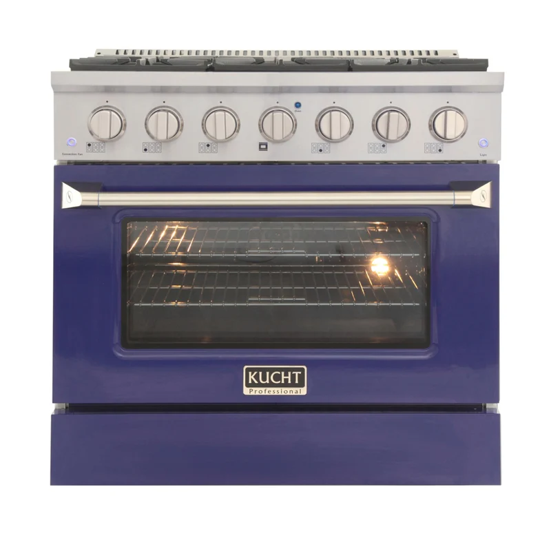 Kucht - 36 po Série KNG Cuisinière Pro Style au gaz propane - Acier inoxydable/Bleu