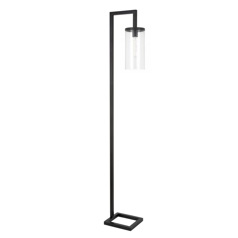 Hudson&Canal - Lampadaire Malva de 171 cm de haut avec abat-jour en verre - Bronze noirci/grainé