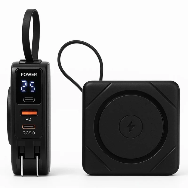 Uncaged Ergonomics 7-in-1 10,000 mAh Magnetic Wireless Charging Portable Power Bank - Black