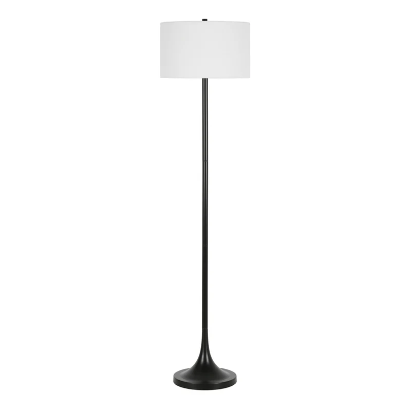 Hudson&Canal Josephine 62" Tall Floor Lamp with Fabric Shade - Blackened Bronze/White