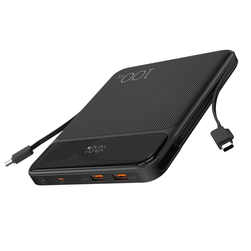 Kopplen 20000 mAh 100W PD Power Bank with Built-In Cables - Black