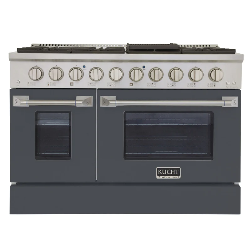 Kucht 48" KNG Series Pro Style Natural Gas Range - Stainless Steel/Cement Grey