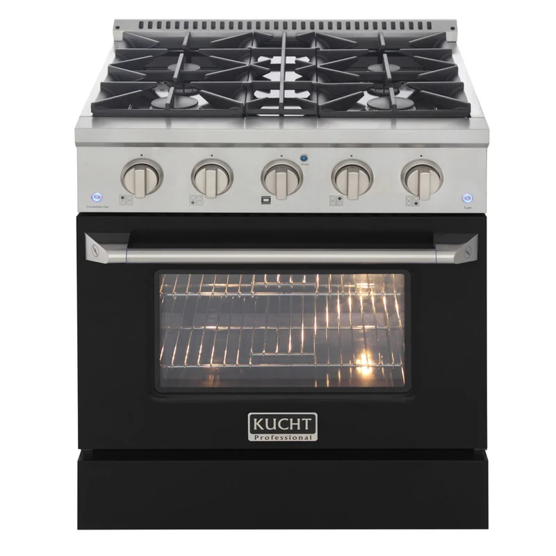 Kucht 30" KDF Series Pro Style Natural Gas Dual Fuel Range - Stainless Steel/Black