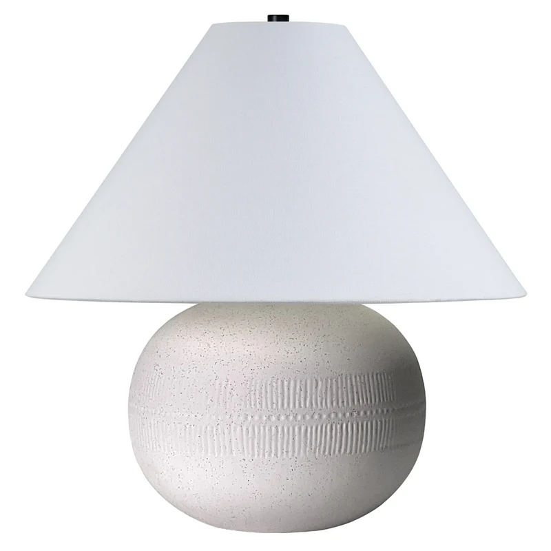 Hudson&Canal - Lampe de table Willa en céramique texturée de 45 cm de haut avec abat-jour en tissu - Crème/Blanc