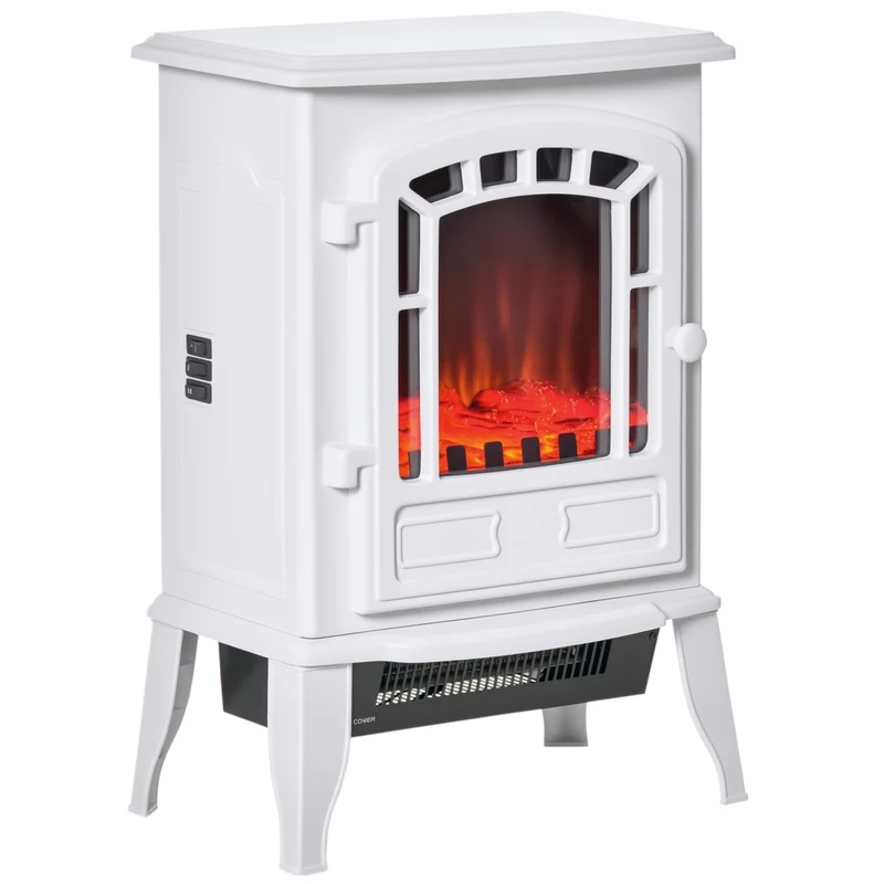 HOMCOM Electric Fireplace Stove with Overheat Protection - 750W/1500W - White